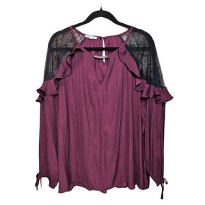 Maurices Women's SIZE XXL Romantic Whimsigoth Lace Long Sleeve Blouse Purple